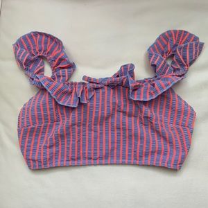 Solid and striped bikini top